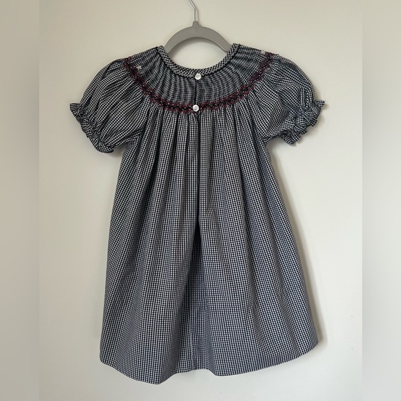 Rosalina Football Gingham Bishop Smocked Dress Fall 12 mos Atlanta Falcons color - Picture 4 of 4